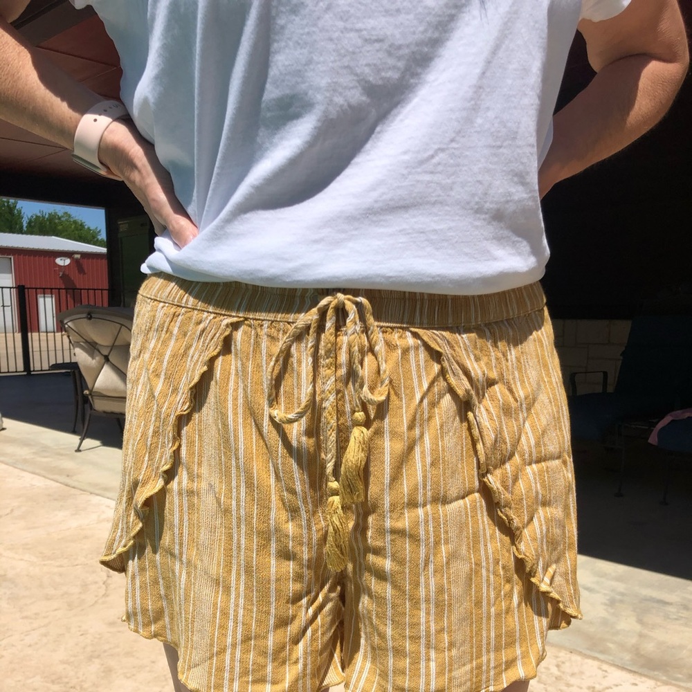 Aeropostale Yellow Striped Layered Shorts